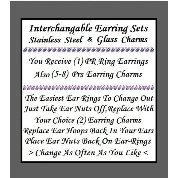 5/$20 Funky Art Party Fun Colorful Interchangeable Charm Earrings-5 Pairs in Set - Picture 6 of 6